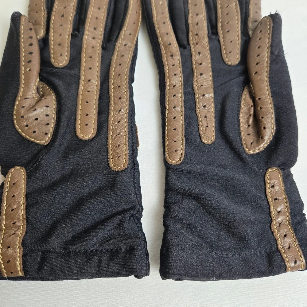 Aris isoToner WarmUps‎ Stretch Driving Gloves Black Brown Chevron One Size Vtg